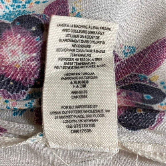 Free People Long Sleeve Off White Purple Floral Tuscan Dreams Tunic - Picture 9 of 9